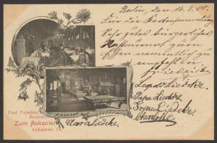Ansichtskarte Restaurant "Zum Askanier", Billardzimmer, Anhaltstraße 14 [1/2]