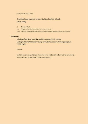 Lexikographische Wörtersammlung, vermutlich aus einem Kirchengesangbuch