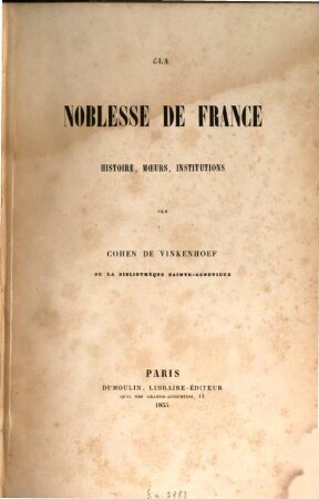 La Noblesse de France