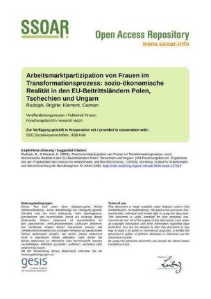 Arbeitsmarktpartizipation von Frauen im Transformationsprozess: sozio-ökonomische Realität in den EU-Beitrittsländern Polen, Tschechien und Ungarn