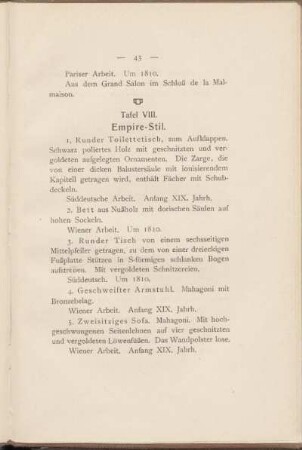 Tafel VIII. Empire-Stil.