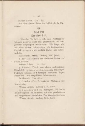 Tafel VIII. Empire-Stil.