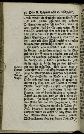 Policey Sachen und Kriegs-Wesen. - Gesanden.