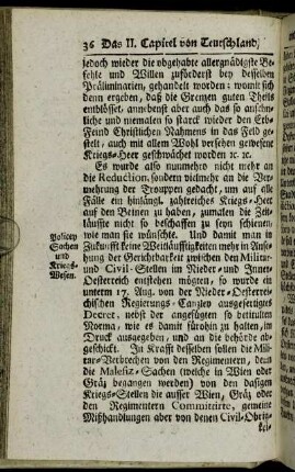 Policey Sachen und Kriegs-Wesen. - Gesanden.