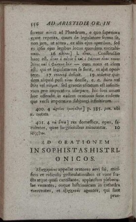 Ad Orationem In Sophistas Histrionicos.