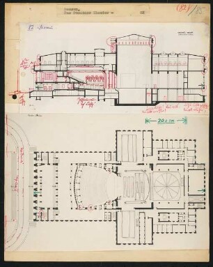 Dessauer Theater, Dessau: Grundriss und Längsschnitt