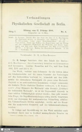 Nr. 4. Sitzung vom 17. Februar 1888
