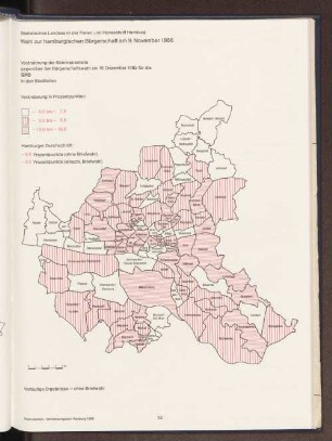 Veränderung der Stimmenanteile gegenüber der Bürgerschaftswahl am 19. Dezember 1982 für die SPD in den Stadtteilen
