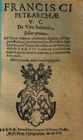 Francisci Petrarchae V.C. De Vita Solitaria : Liber primus[/Liber II]