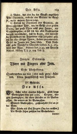 Zweyte Ordnung. Thiere mit Fingern oder Zeen.