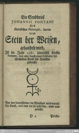 [VI.] Ein Sendbrief Johannis Pontani, des fürtreflichen Philosophi ...