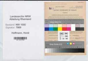 Entnazifizierung Horst Hoffmann, geb. 24.02.1920 (Vorarbeiter)