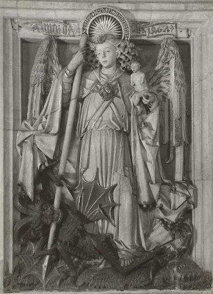 Alabasterrelief mit dem Heiligen Michael