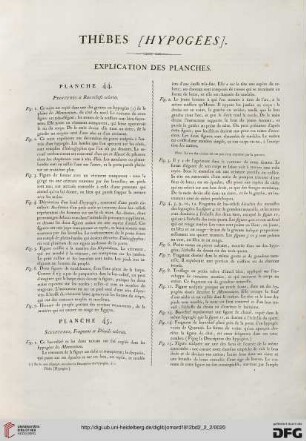 Thèbes (Hypgées): Explication des planches (44-76)