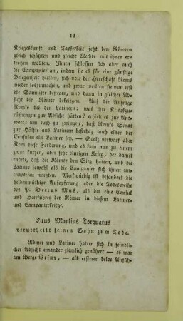 Titus Manlius Torquatus verurtheilt seinen Sohn zum Tode