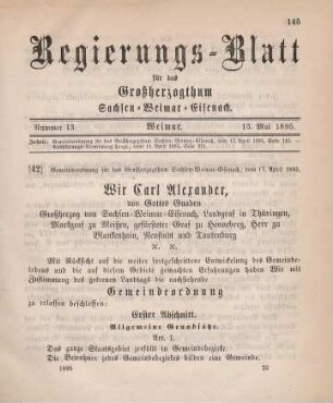 42. Gemeindeordnung für das Großherzogthum Sachsen-Weimar-Eisenach
