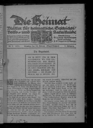Die Heimat. 1921-1944