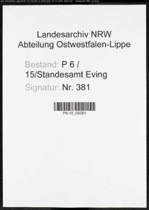 Sterberegister Standesamt Lünen-Eving