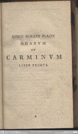 Quintus Horatii Flacci Odarum Sev Carminum