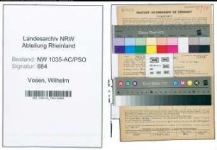 Entnazifizierung Wilhelm Vosen , geb. 04.09.1905 (Baecker)