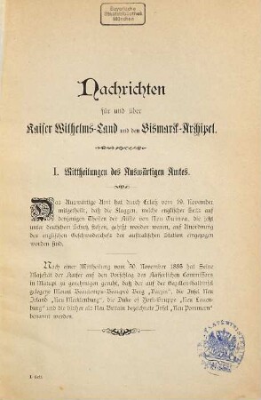 Nachrichten über Kaiser-Wilhelms-Land und den Bismarck-Archipel. 1886,1/3