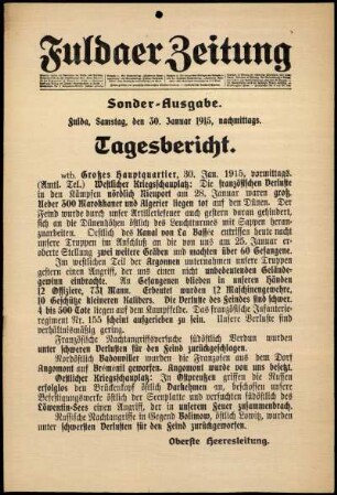 Ausgabe vom Samstag, den 30. Januar 1915.
