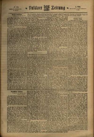 Zweite Ausgabe vom Samstag, den 30. September 1911.