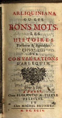 Arlequiniana : ou les bons mots ... d'Arlequin