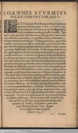 Joannes Sturmius Valentino Erythraeo S.