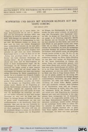 Zeitschrift für historische Waffen- und Kostümkunde, Neue Folge Band 3 (12), April 1929, Heft 2