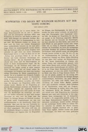 Zeitschrift für historische Waffen- und Kostümkunde, Neue Folge Band 3 (12), April 1929, Heft 2