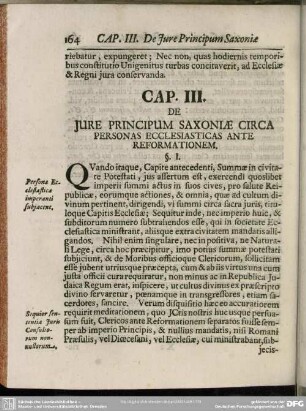 Cap. III. De Iure Principum Saxoniae Circa Personas Ecclesiasticas Ante Reformationem