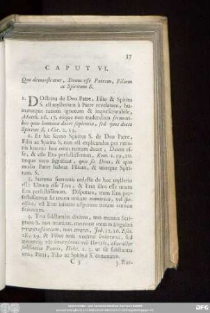 Caput VI. Quo Demonstratur, Deum esse Patrem, Filium ac Spiritum S.