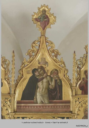 Thronende Madonna mit Kind umgeben von Heiligen
