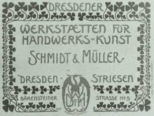 Geschäftskarte der Dresdner Werkstätten für Handwerkskunst