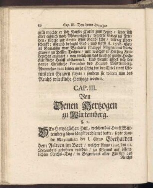 Cap. III. Von denen Herzogen zu Würtemberg