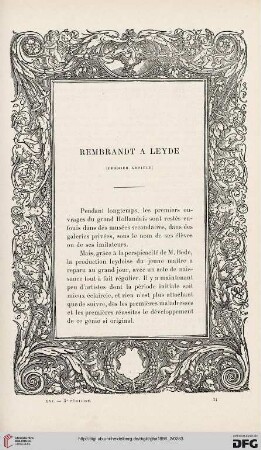 3. Pér. 16.1896: Rembrandt à Leyde, 1