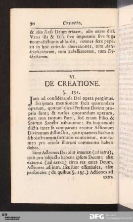 VI. De Creatione.