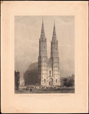 Werke der höheren Baukunst, Darmstadt 1846/47. Ausbau der Frauenkirche, München: Perspektivische Ansicht