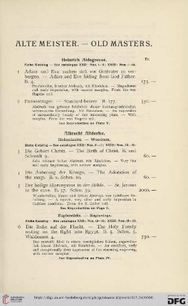 Alte Meister. Old Masters (Nr. 1-168)
