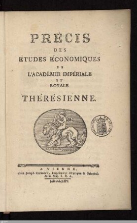 Précis Des Études Économiques De L'Académie Impériale Et Royale Thérésienne