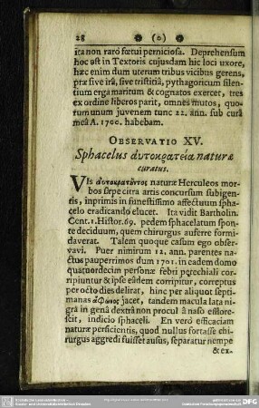 Observatio XV. Sphacelus autokrateia naturae curatus