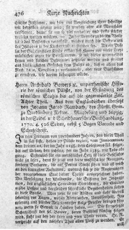 Unpartheyische Historie der römischen Päpste. T.8.