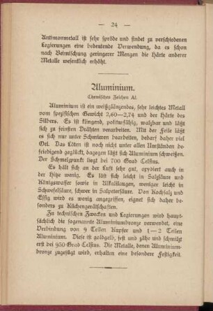 Aluminium. Chemisches Zeichen Al.