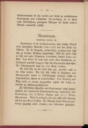 Aluminium. Chemisches Zeichen Al.