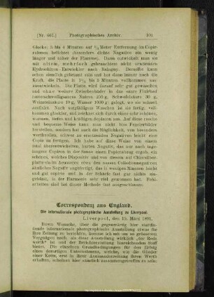 Correspondenz aus England