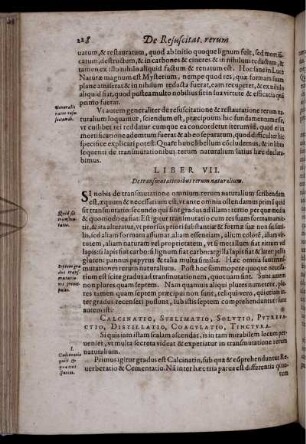 Liber VII. De transmutationibus rerum naturalium