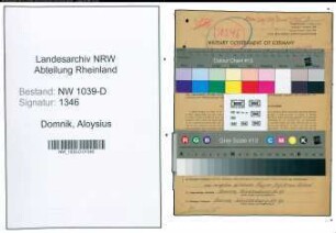 Entnazifizierung Aloysius Domnik , geb. 25.05.1912 (Schneider)