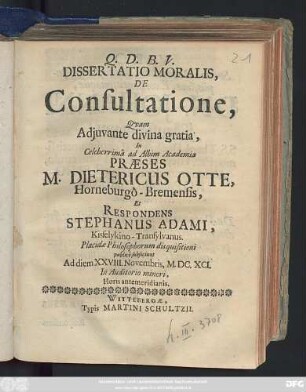 Dissertatio Moralis, De Consultatione