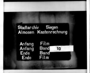 Almosenkastenrechnung der Stadt Siegen der Kastenmeister Herman Birchen und Thomas Gotschalck